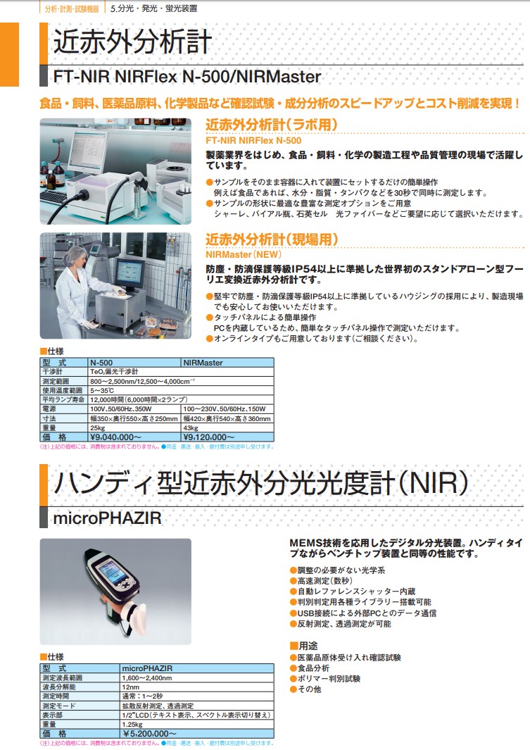 ハンディ型近赤外分光光度計（NIR）