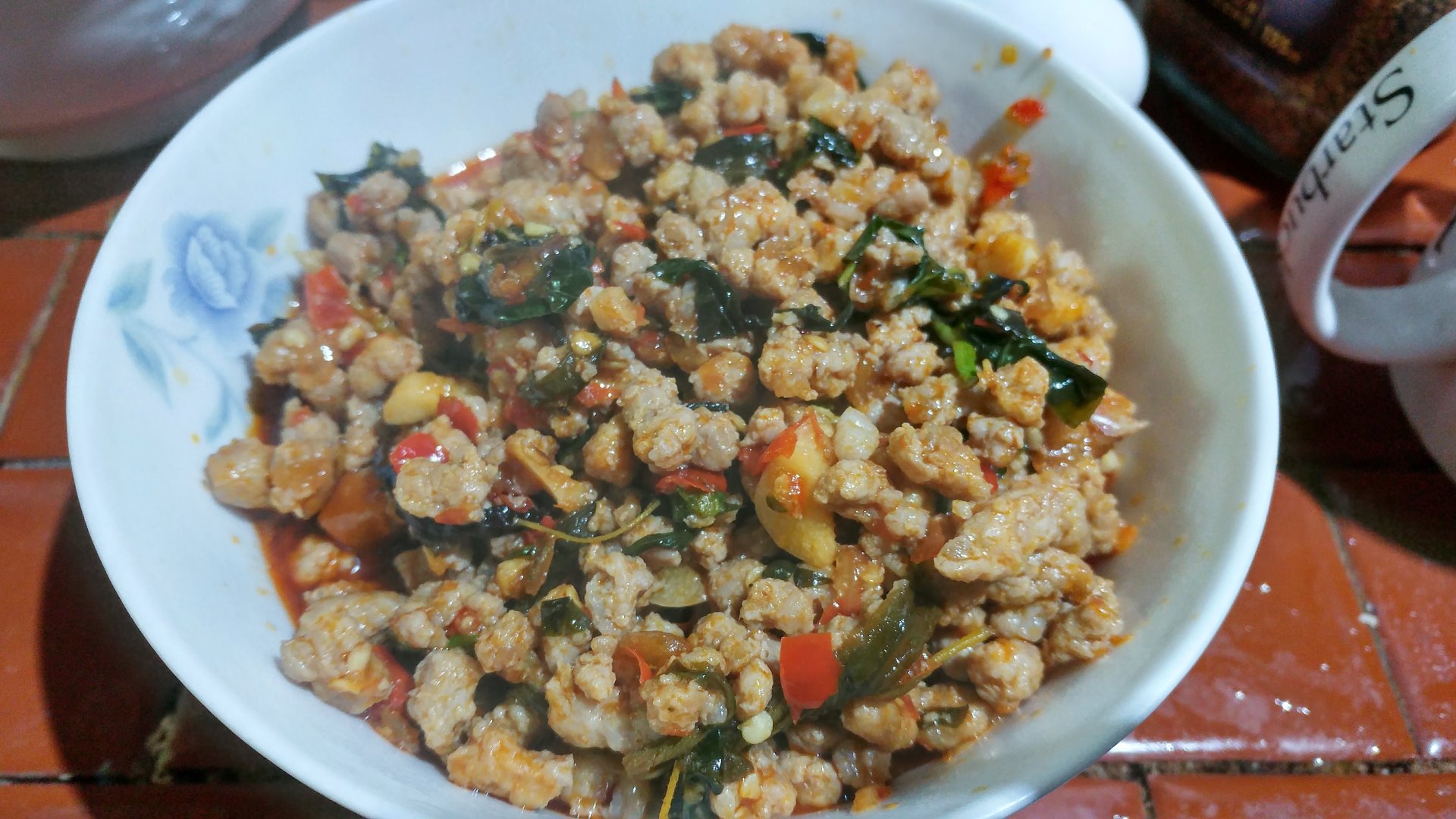 第一次煮打拋豬肉的成品