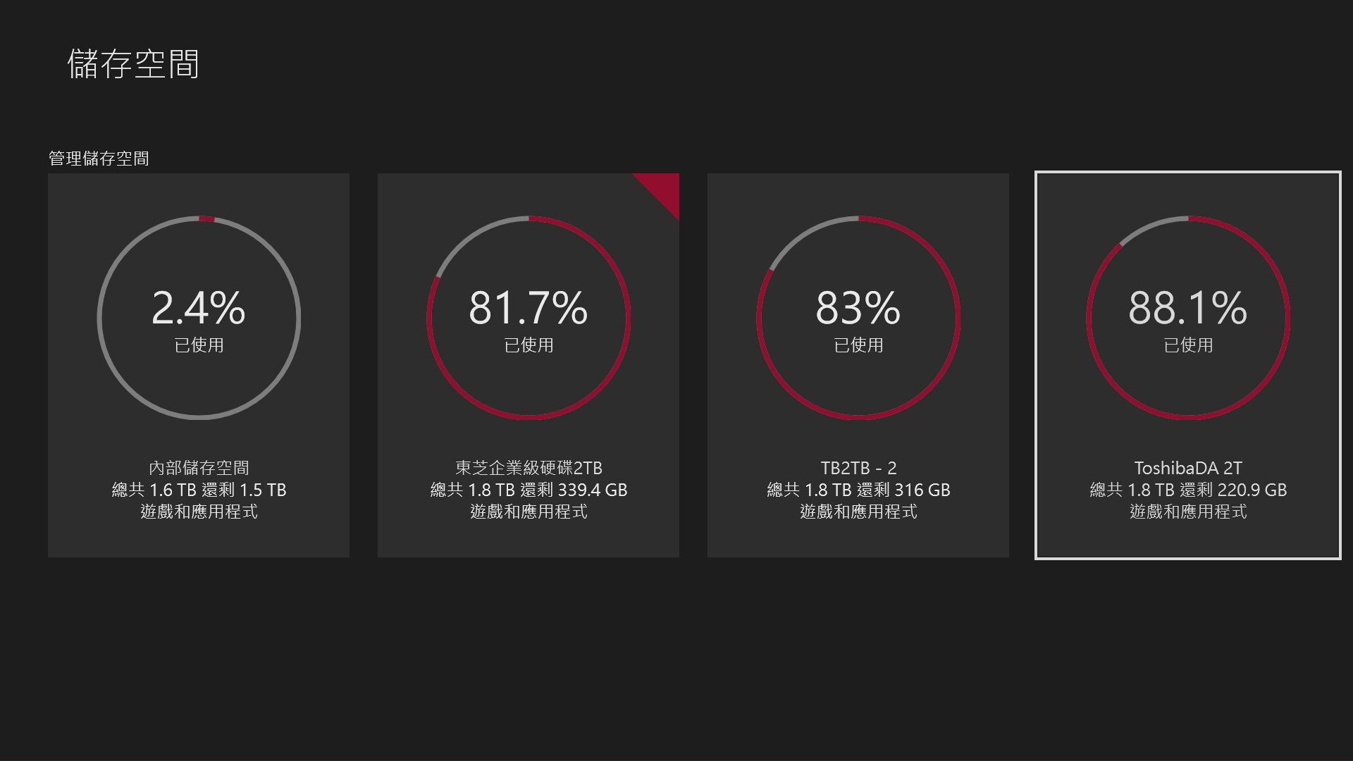 Xbox one 170306- 2017年3月時，還在2TBx3