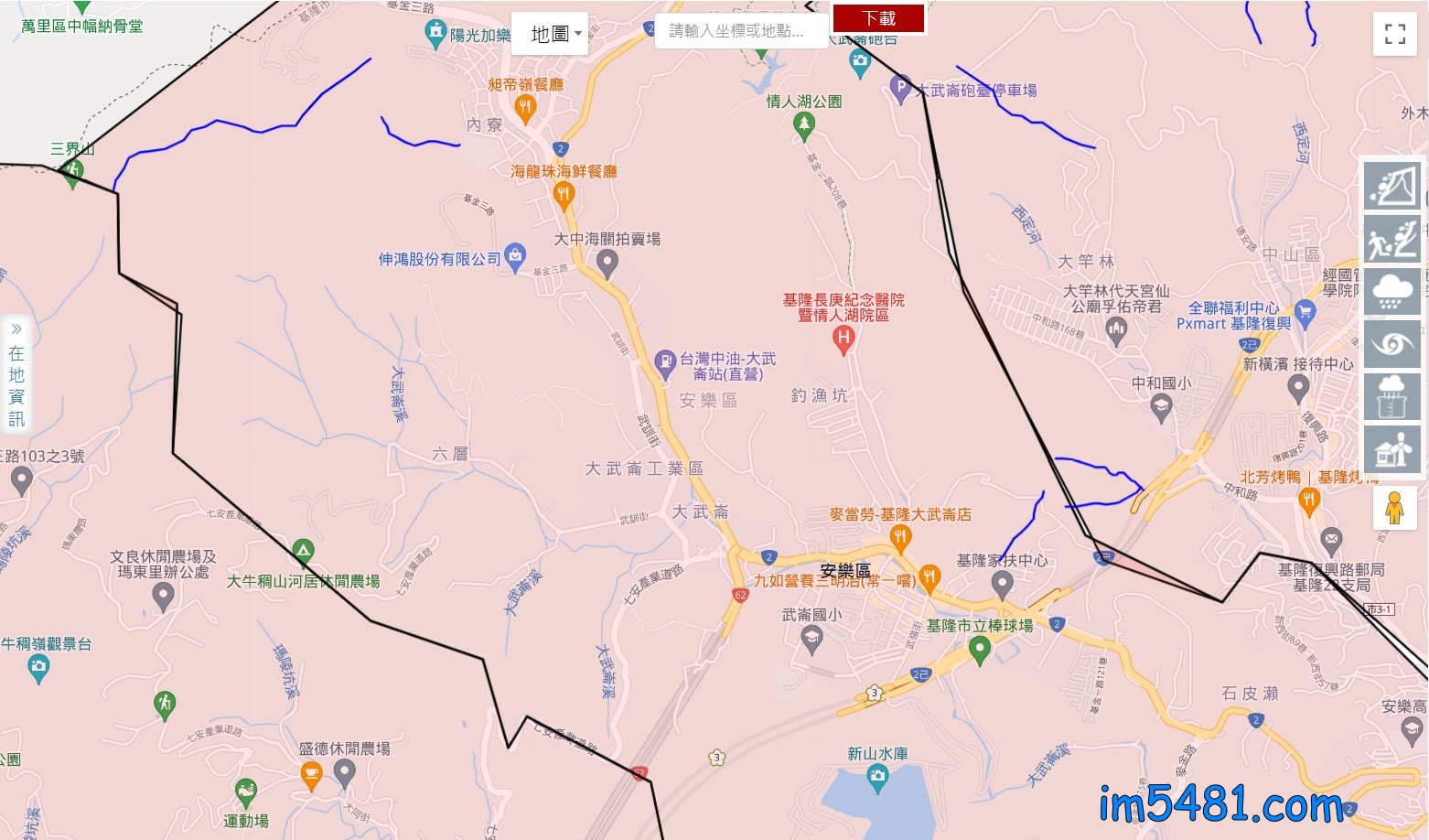 大武崙地區的地圖