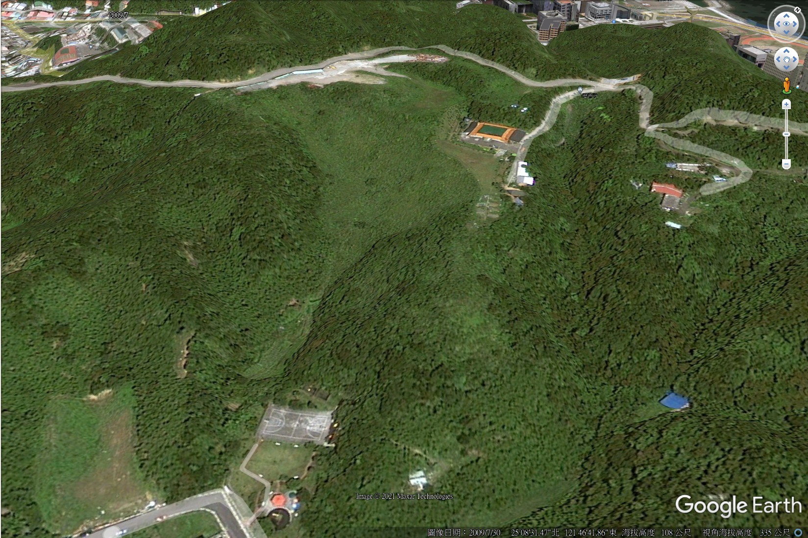 2022.02.23 槓子寮山走山區域2009/07/30的衛星圖像